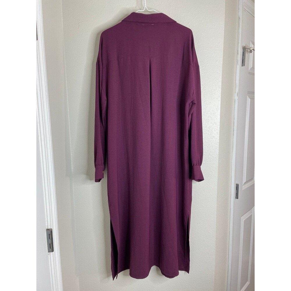 Easel LA Button Front Midi Dress Size Large – Plum Purple, Pockets, Casual Chic - Picture 5 of 6